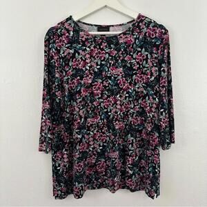 J. Jill Wearever Collection Floral 3/4 Sleeve Women's Size M